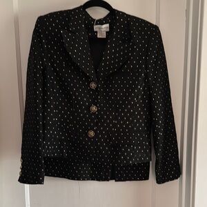 Black and Gold Polka Dot Blazer with Notched Lapels
